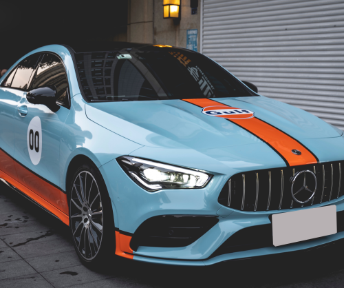wrap xe, dán đổi màu xe Mercedes CLA wrap gloss sky blue
