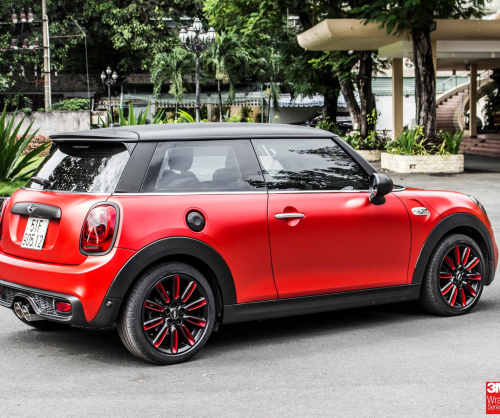 wrap xe, dán đổi màu xe Mini Cooper wrap satin red