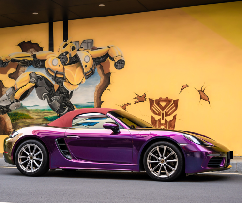 wrap xe, dán đổi màu xe Porsche 718 Boxster Wrap Gloss Crazy Grape