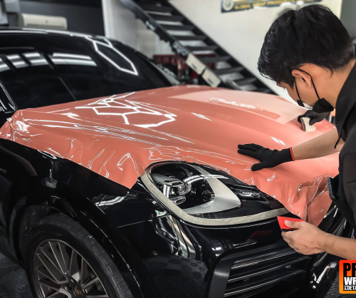 wrap xe, dán đổi màu xe Porsche Cayenne Wrap Gloss Piggy Bank
