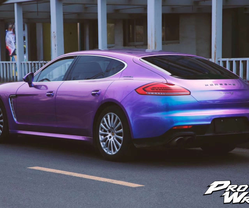 wrap xe, dán đổi màu xe porsche panamera wrap gloss chameleon blue to purple