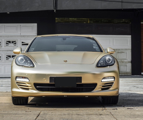 wrap xe, dán đổi màu xe Porsche Panamera wrap satin champage gold