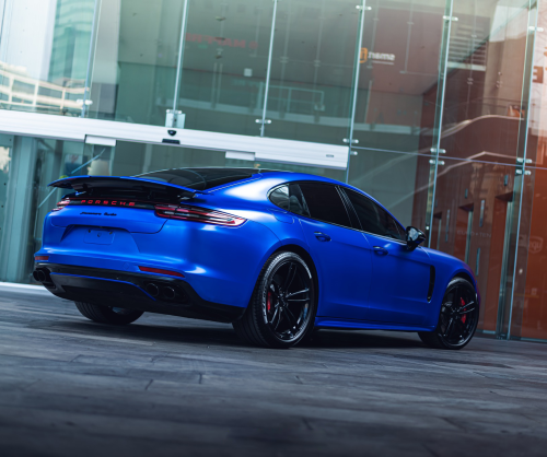 wrap xe, dán đổi màu xe Porsche Panamera Wrap Satin Velvet Blue