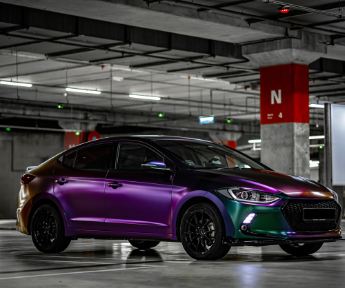 wrap xe - dán đổi màu xe Hyundai Elantra Wrap Matte Purple Malachite