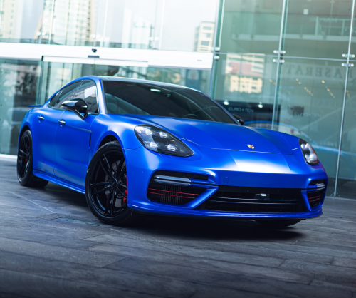 wrap xe, dán đổi màu xe Porsche Panamera Wrap Satin Velvet Blue