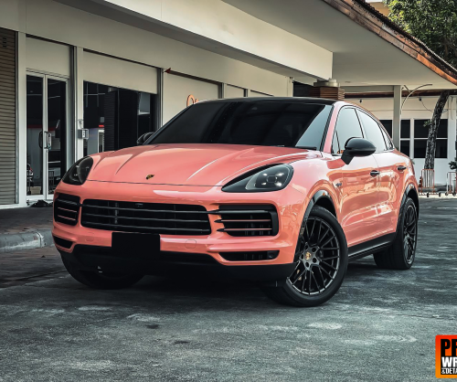 wrap xe, dán đổi màu xe Porsche Cayenne Wrap Gloss Piggy Bank