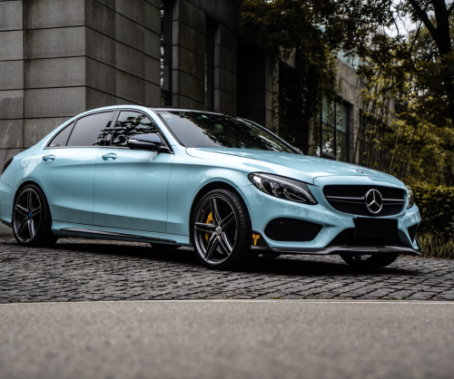 wrap xe - dán đổi màu xe Mercedes C200 Wrap Gloss Ice Blue