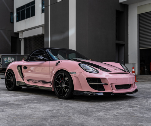 wrap xe, dán đổi màu xe Porsche Boxster S Wrap Gloss Sakura Pink