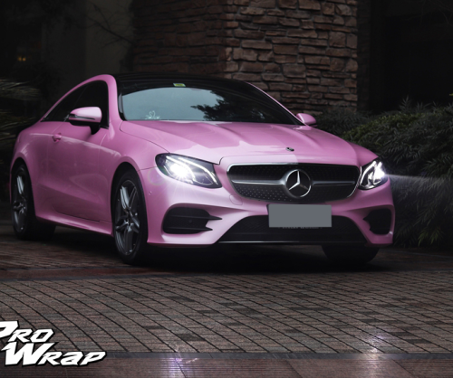 Mercedes E200 Coupe wrap Pink Metallic