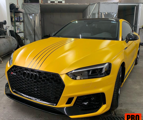 wrap xe, dán đổi màu xe Audi A5 wrap satin yellow metallic