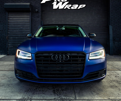 wrap xe, dán đổi màu xe audi a8 wrap matte dark blue metallic