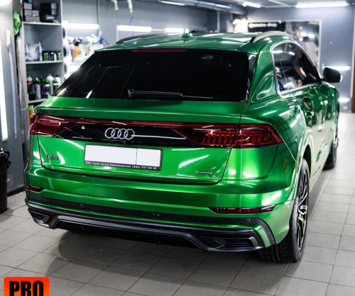 wrap xe, dán đổi màu xe Audi Q8 wrap gloss diamond green