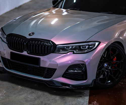 wrap xe, dán đổi màu xe BMW 330i Wrap Gloss Silver Sunset