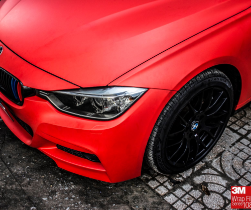 wrap xe - dán đổi màu xe BMW series 3 wrap matte red