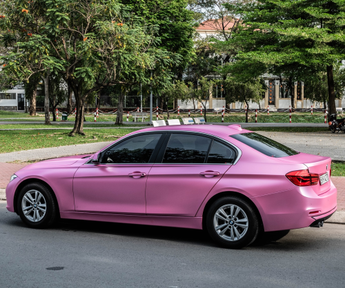 wrap xe - dán đổi màu xe BMW series 3 wrap satin pink metallic