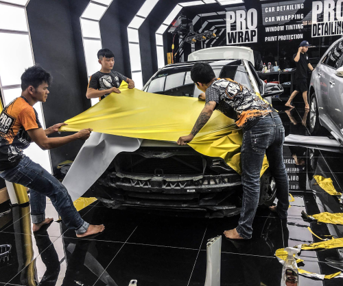 wrap xe - dán đổi màu xe BMW series 4 wrap satin chrome gold