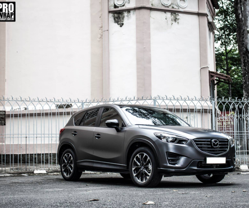 wrap xe - dán đổi màu xe Mazda CX5 wrap matte dark gray metallic