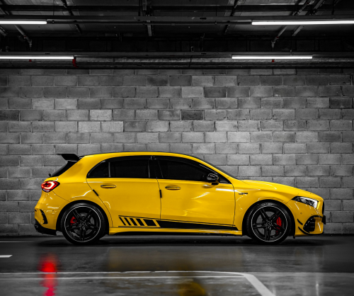 wrap xe - dán đổi màu xe Mercedes A45S Wrap Gloss Sunflower Yellow