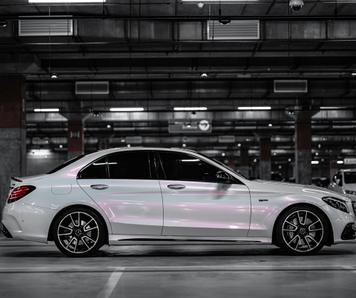 wrap xe - dán đổi màu xe Mercedes C43 Wrap Gloss Creamrose Pearl White