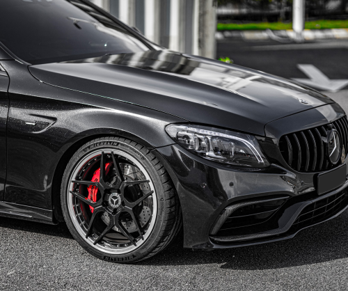 wrap xe - dán đổi màu xe Mercedes C300 Wrap Gloss Diamond Black
