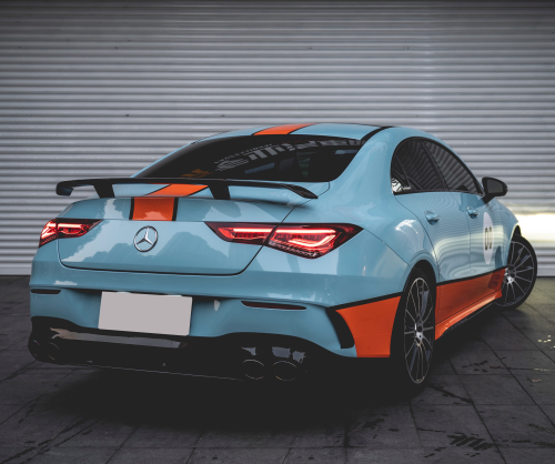 wrap xe, dán đổi màu xe Mercedes CLA wrap gloss sky blue