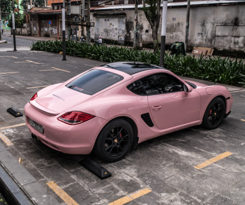 wrap xe, dán đổi màu xe Porsche 718 wrap gloss pastel pink