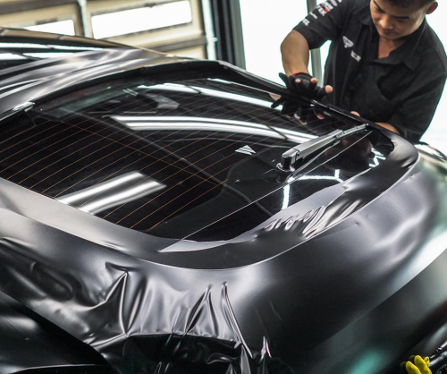 wrap xe, dán đổi màu xe Porsche Panamera wrap satin black