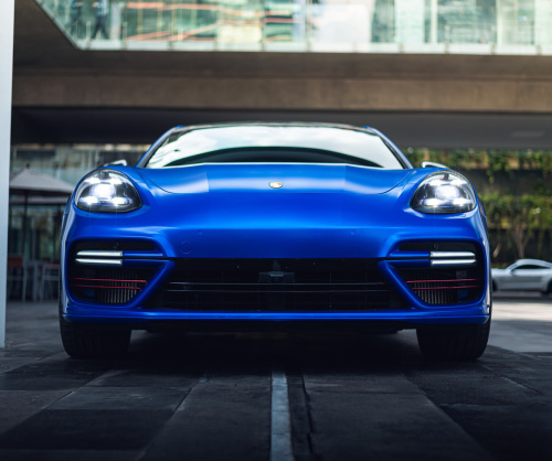 wrap xe, dán đổi màu xe Porsche Panamera Wrap Satin Velvet Blue