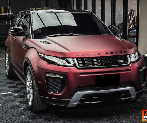 wrap xe, dán đổi màu xe Range Rover Evoque đỏ mờ