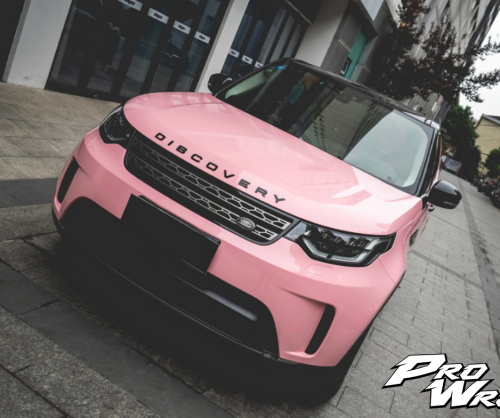 wrap xe, dán đổi màu xe range rover discovery wrap sakura pink