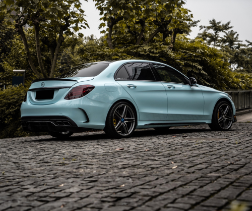 wrap xe - dán đổi màu xe Mercedes C200 Wrap Gloss Ice Blue