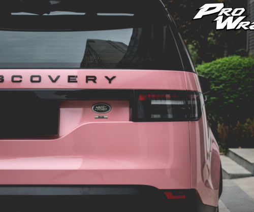 wrap xe, dán đổi màu xe range rover discovery wrap sakura pink