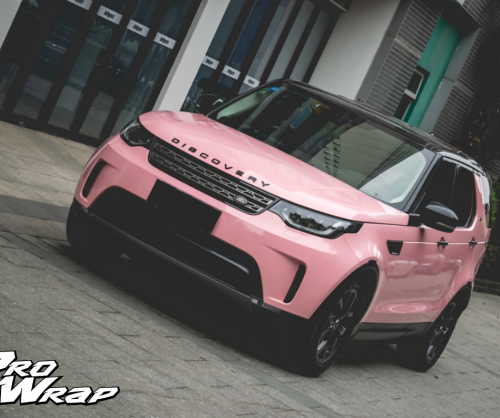 wrap xe, dán đổi màu xe range rover discovery wrap sakura pink