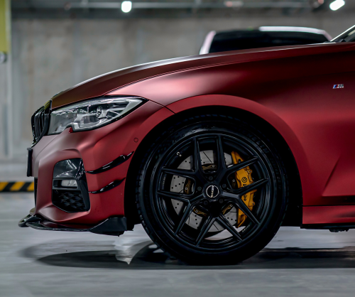 wrap xe, dán đổi màu xe BMW 330i Wrap Satin Dragon Blood