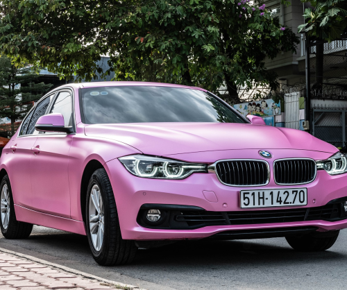 wrap xe - dán đổi màu xe BMW series 3 wrap satin pink metallic