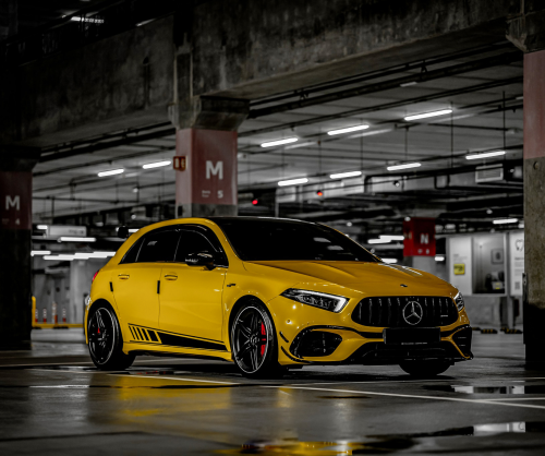 wrap xe - dán đổi màu xe Mercedes A45S Wrap Gloss Sunflower Yellow