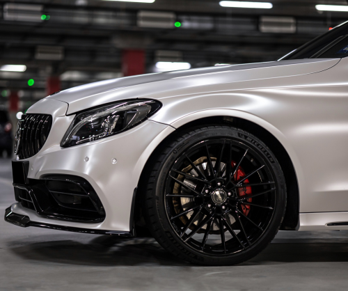 wrap xe - dán đổi màu xe Mercedes C200 Wrap Satin Pearl White