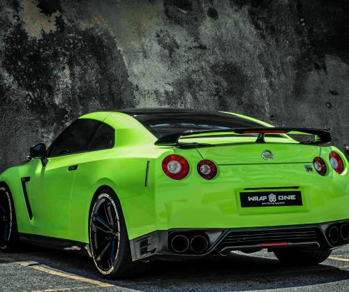 wrap xe, dán đổi màu xe Nissan GTR Wrap Gloss Apple Green