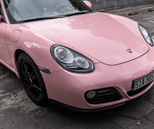 wrap xe, dán đổi màu xe Porsche 718 wrap gloss pastel pink