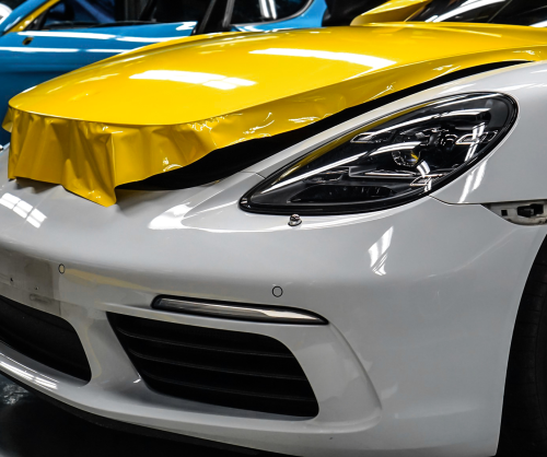 wrap xe, dán đổi màu xe Porsche 718 wrap gloss sun flower