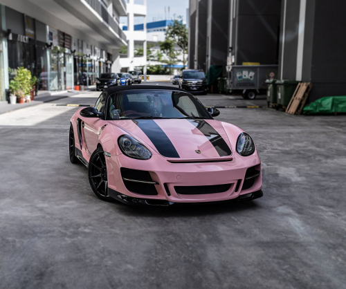 wrap xe, dán đổi màu xe Porsche Boxster S Wrap Gloss Sakura Pink