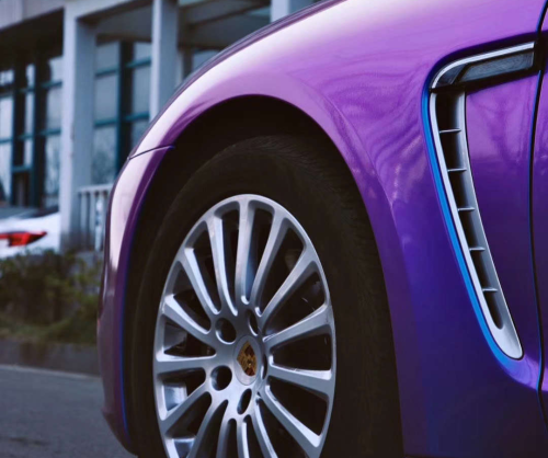wrap xe, dán đổi màu xe porsche panamera wrap gloss chameleon blue to purple