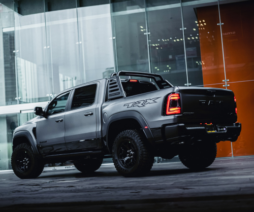 wrap xe, dán đổi màu xe Ram TRX wrap matte dark grey