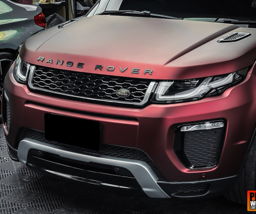 wrap xe, dán đổi màu xe Range Rover Evoque đỏ mờ