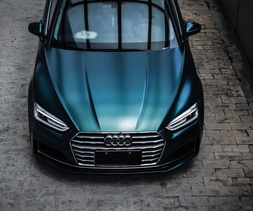 wrap xe, dán đổi màu xe Audi A5 wrap matt blackish Green