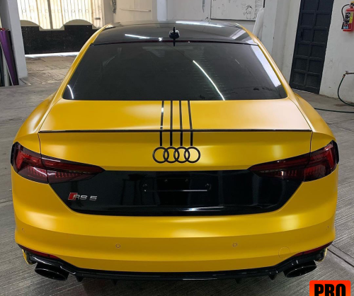 wrap xe, dán đổi màu xe Audi A5 wrap satin yellow metallic