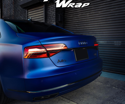 wrap xe, dán đổi màu xe audi a8 wrap matte dark blue metallic