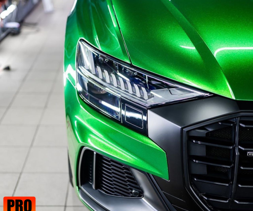 wrap xe, dán đổi màu xe Audi Q8 wrap gloss diamond green