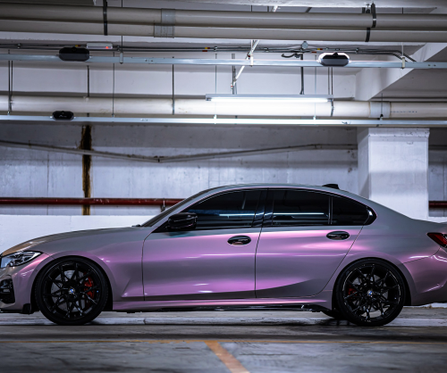 wrap xe, dán đổi màu xe BMW 330i Wrap Gloss Silver Sunset