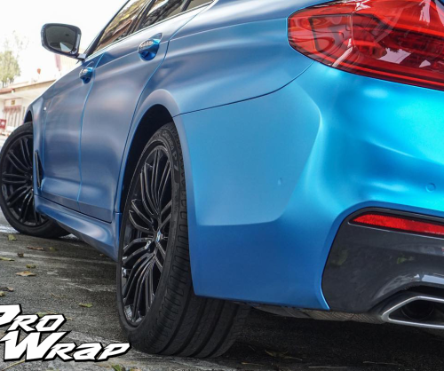 wrap xe, dán đổi màu xe BMW 520i wrap matte blue metallic